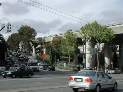 View of the Central Freeway across Market St. 